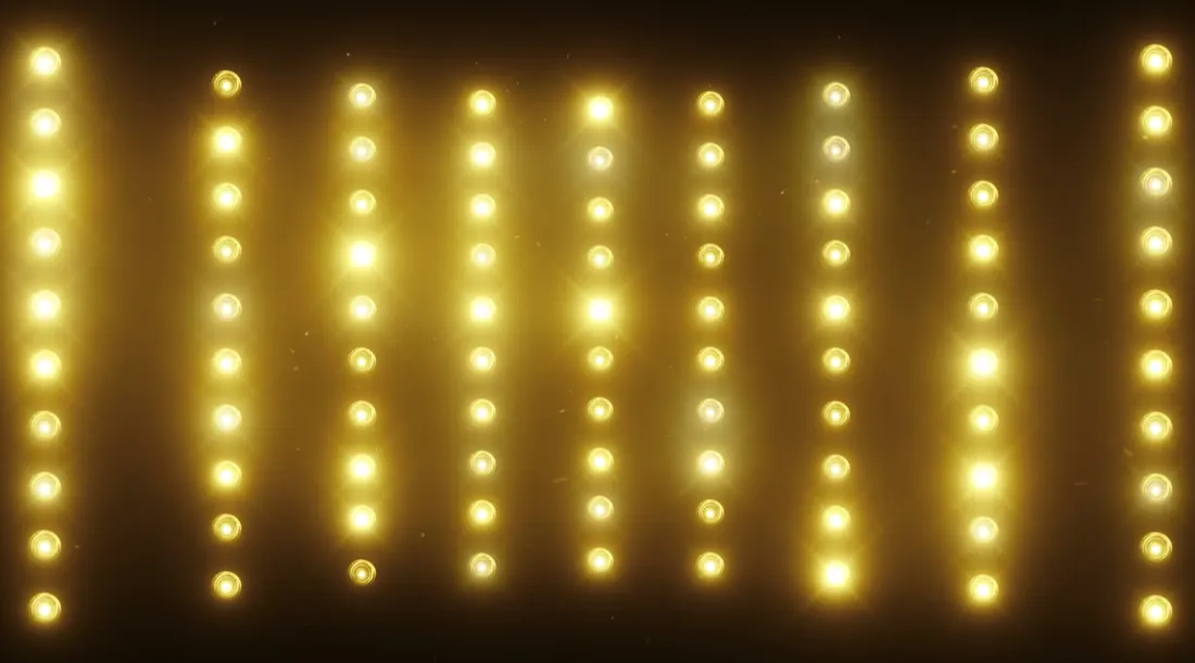 A grid of light bulbs on a dark ground, from the previous supplier’s loop